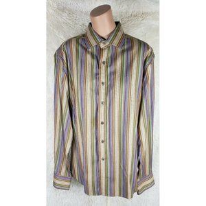Robert Graham Shirt Mens Size XL Long Sleeve Button Down Multicolor Striped O